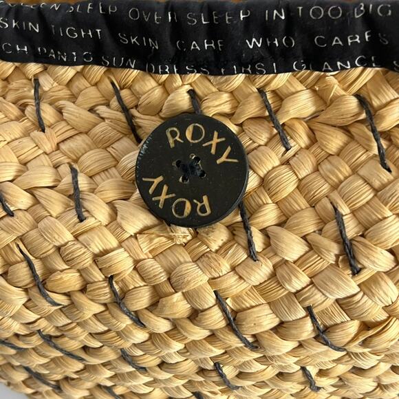 ROXY Straw Oversize Tote Bag With Double Handles Tie Closure - Picture 2 of 14